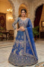Royal blue butterfly net lehenga with coding sequins embroidery for wedding and party wear