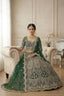 Flared mono satin silk lehenga with sequins cut work can-can layers blouse and dupatta for wedding and festive wear