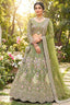 Mehendi green butterfly net lehenga with coding sequins embroidery for wedding and festive wear