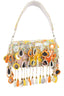 Eeth Silver Base Multicolour Mirror Work Sequin Detailing Clutch Bag