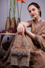 Gold handcrafted evening handbag with stone pearl bead embellishment fringe detail top handle and detachable chain wedding festive wear