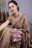Red mirror work handcrafted clutch bag with stone beads and pearl embellishments for wedding and festive wear