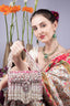 Pink stone work pearl and bead embellished evening handbag with fringe detailing for wedding and party wear