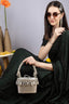 Silver crystal potli bag with drawstring tassels for wedding and party wear
