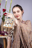 Gold clutch bag with mirror work, stone and pearl embellishments for wedding and festive occasions