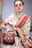 Red hand-embellished shoulder bag with diamond cutdana and crystal work with suede lining for wedding and party wear