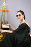 Black velvet clutch bag with pearl work and pearly handle with inner pocket for wedding and party wear