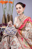 Purple handcrafted potli bag with beads sequins zari embroidery and pearl detailing with chain strap for wedding and festive wear
