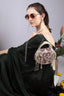 Silver hand-embellished clutch bag with cutdana pearl crystal and sequin work with chain strap for wedding and festive wear