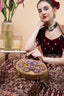 Gold hand-embellished clutch bag with cutdana pearl crystal and sequin work with chain strap for wedding and festive wear