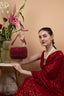 Eeth Red Cutdana Crystal Embellished Clutch