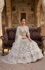 Mono satin silk flared lehenga with sequins cut work can-can layers unstitched blouse and butterfly net dupatta for wedding festive wear