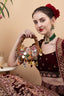 Eeth Brown Mirror Clutch Bag with Beads and Pearl Work