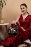 Eeth Black Mirror Clutch Bag with Beads and Pearl Work