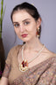 Baroque Pearl Long Necklace Red Carnelian Pendant Statement Jewellery