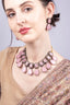 Pink Cabochon Oxidised Silver Choker Necklace Statement Jewellery