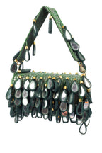 Emerald mirror work cut dana and sequin embellished handcrafted statement bag for wedding and festive wear