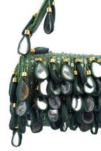 Emerald mirror work cut dana and sequin embellished handcrafted statement bag for wedding and festive wear