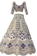 Mono satin silk flared lehenga with sequins cut work can-can layers unstitched blouse and butterfly net dupatta for wedding festive wear