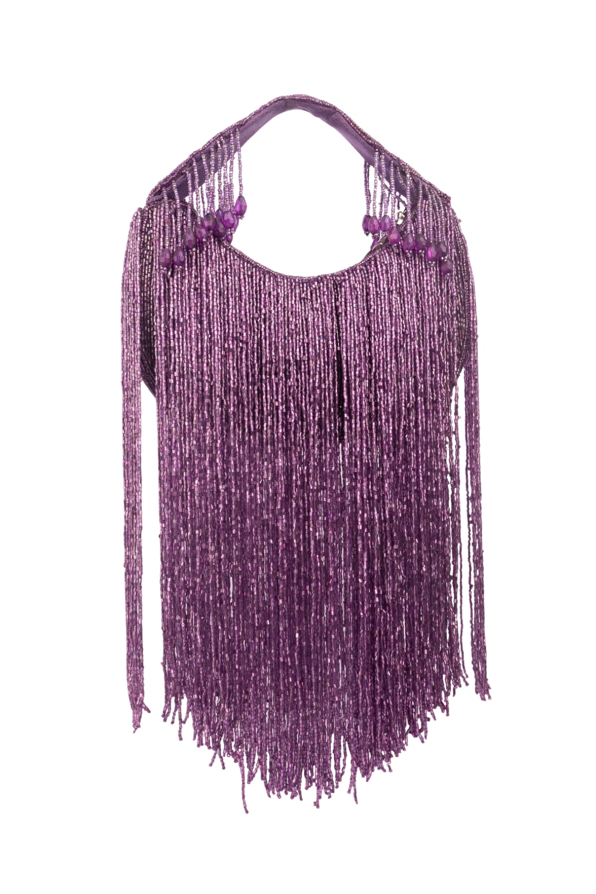 Eeth Handcrafted Purple Cut Dana Long Tassel Clutch Bag