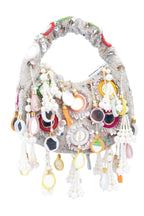 Eeth Silver Mirror Clutch Bagwith Beads and Pearl Work