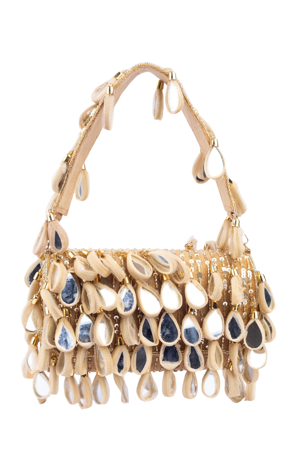 Eeth Gold Emerald Mirror & Sequin Handcrafted Party Bag