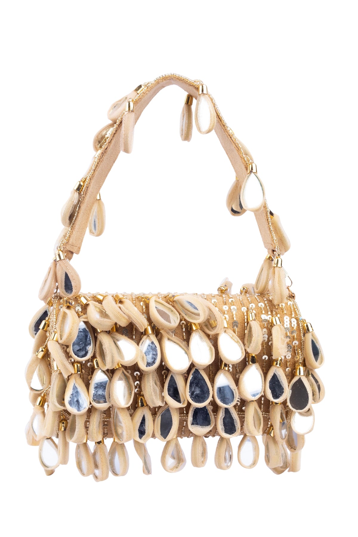 Eeth Gold Emerald Mirror & Sequin Handcrafted Party Bag