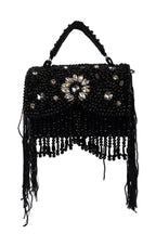 Black Hand Embellished Clutch Bag with Crystal Work