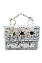 Silver Hand Embellished Clutch Bag with Cutdana Sequins & Crystal Work