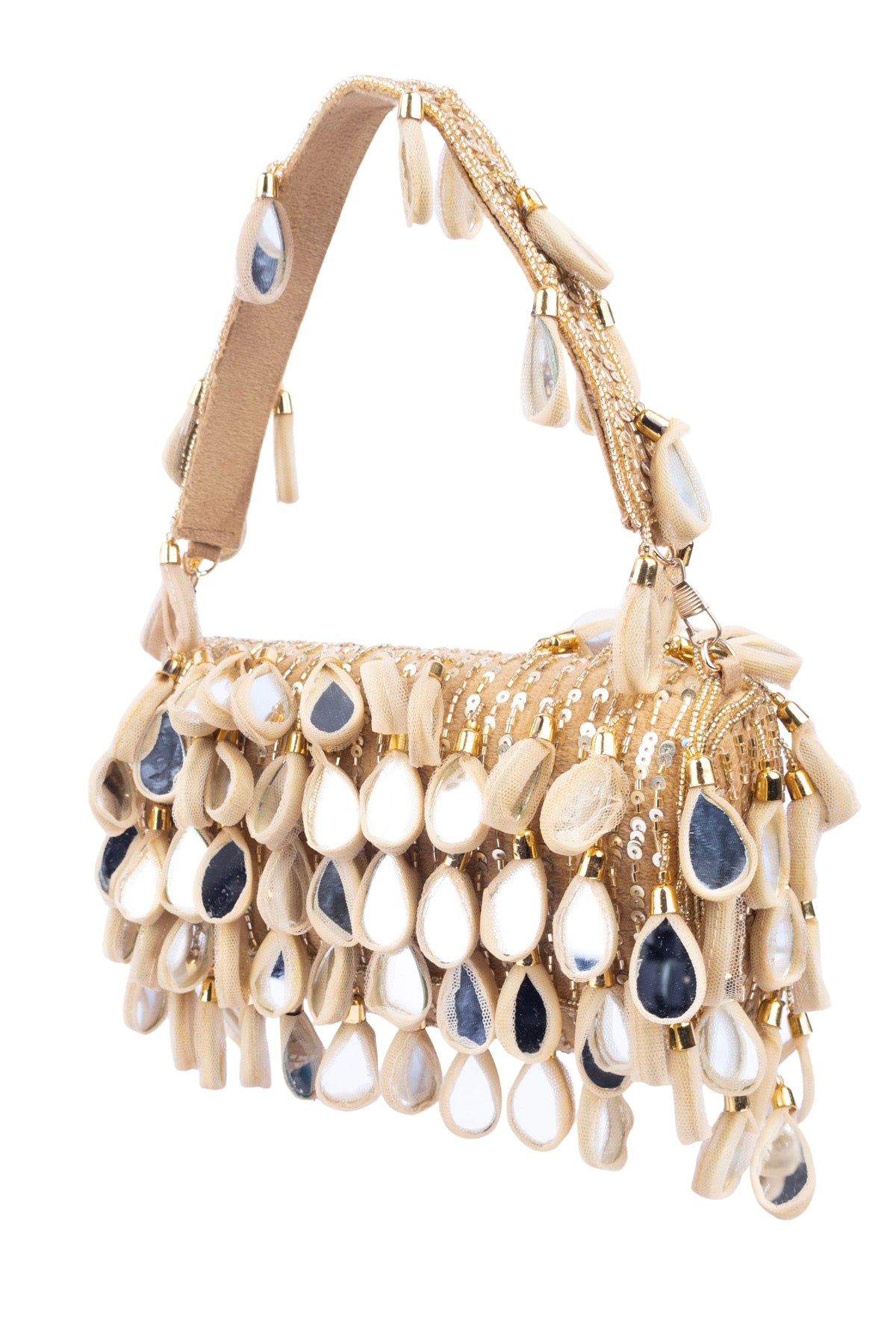 Eeth Gold Emerald Mirror & Sequin Handcrafted Party Bag