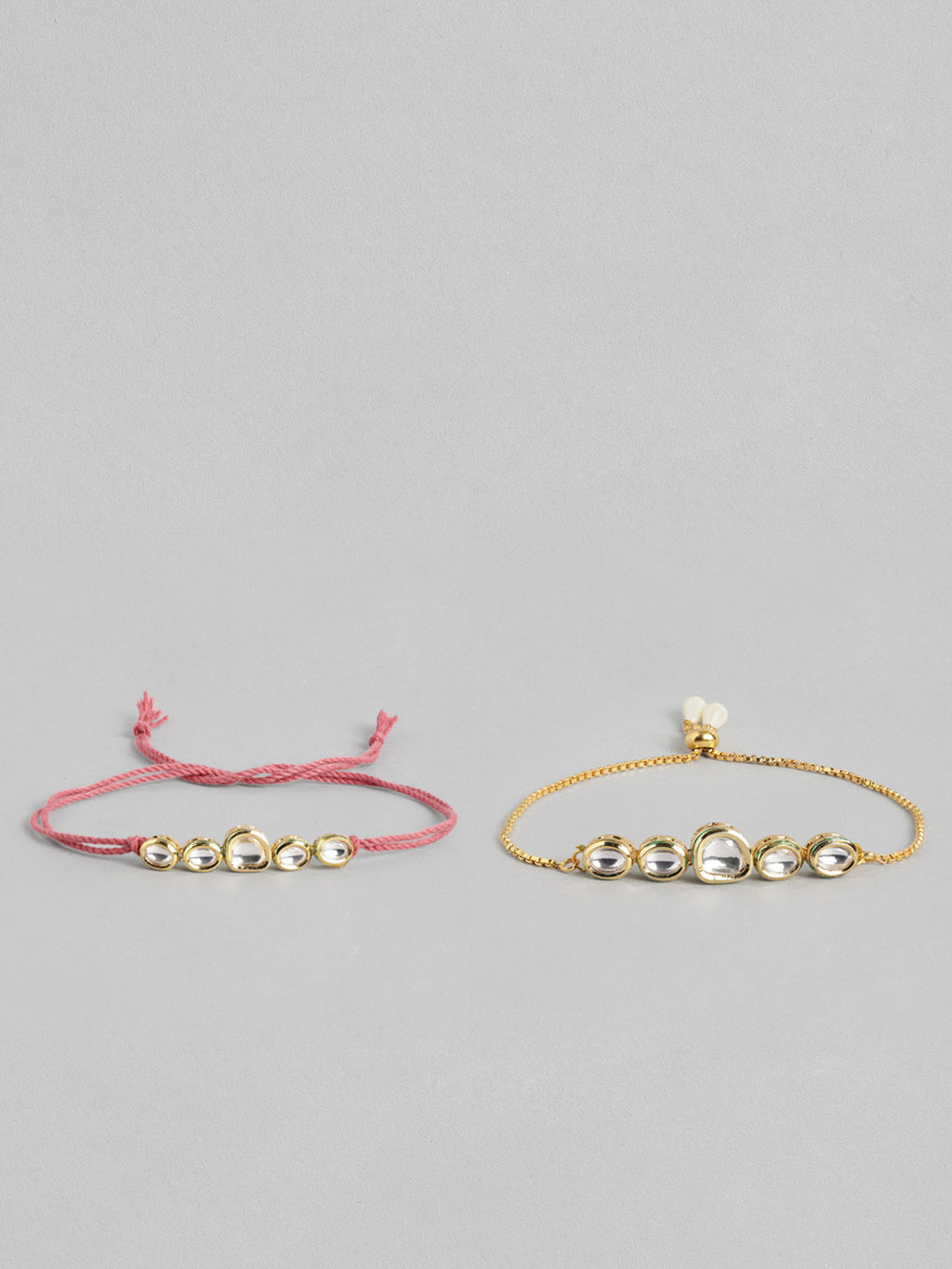 Multi Colour Brass Kundan Rakhi set of 2