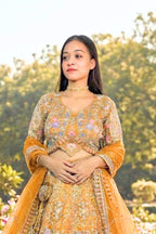 Yellow Sequins Work Butterfly Net Lehenga Set for Wedding, Haldi & Festive Wear | EETH