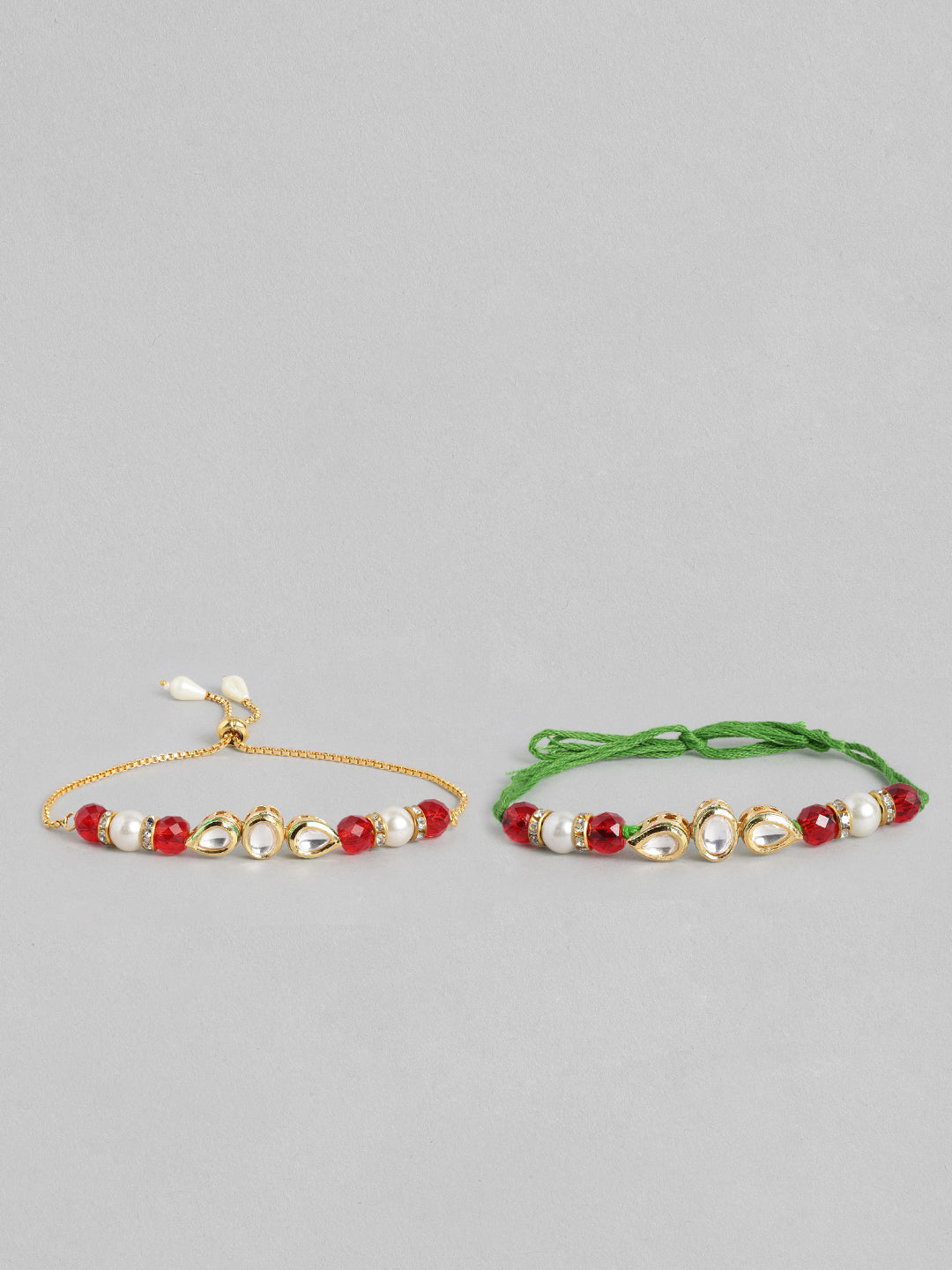Multi Colour Brass Kundan Rakhi set of 2