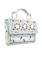 Silver Hand Embellished Clutch Bag with Cutdana Sequins & Crystal Work