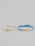 Multi Colour Brass Kundan Rakhi set of 2