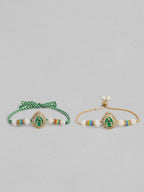 Multi Colour Brass Kundan Rakhi set of 2
