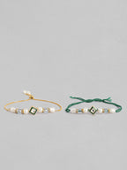 Multi Colour Brass Kundan Rakhi set of 2