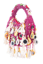 Eeth Pink Mirror Clutch Bagwith Beads and Pearl Work