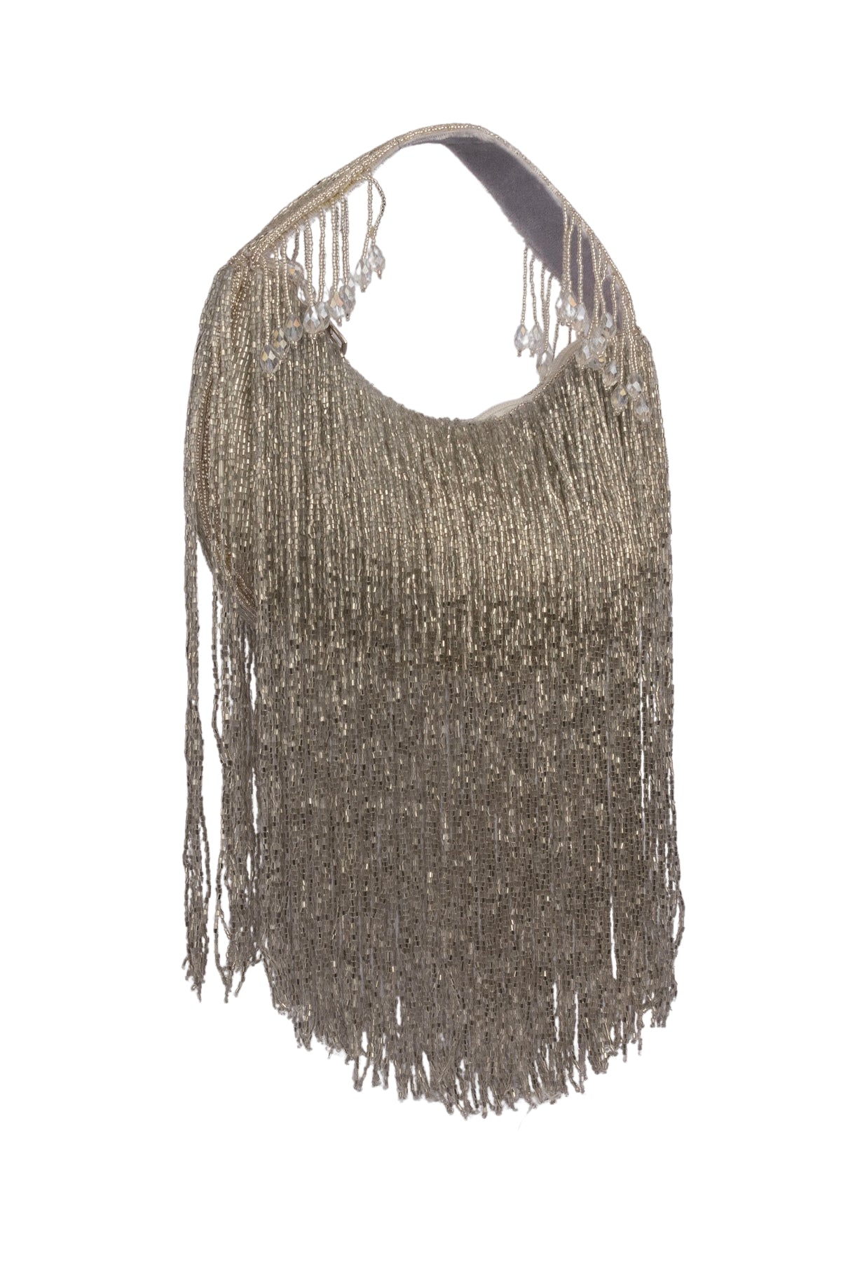 Eeth Handcrafted silver Cut Dana Long Tassel Clutch Bag