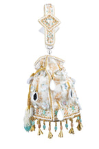 Ivory Velvet Potli Bag with MirrorSequin & Crystal Work