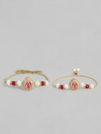 Multi Colour Brass Kundan Rakhi set of 2
