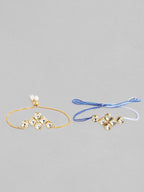 Multi Colour Brass Kundan Rakhi set of 2