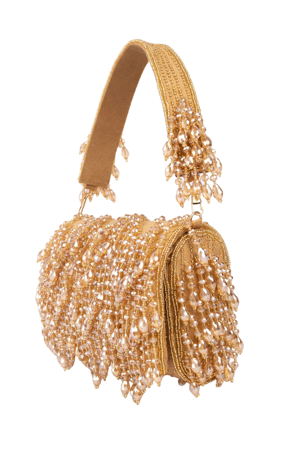 Eeth Gold Beads Crystal Embellished Clutch