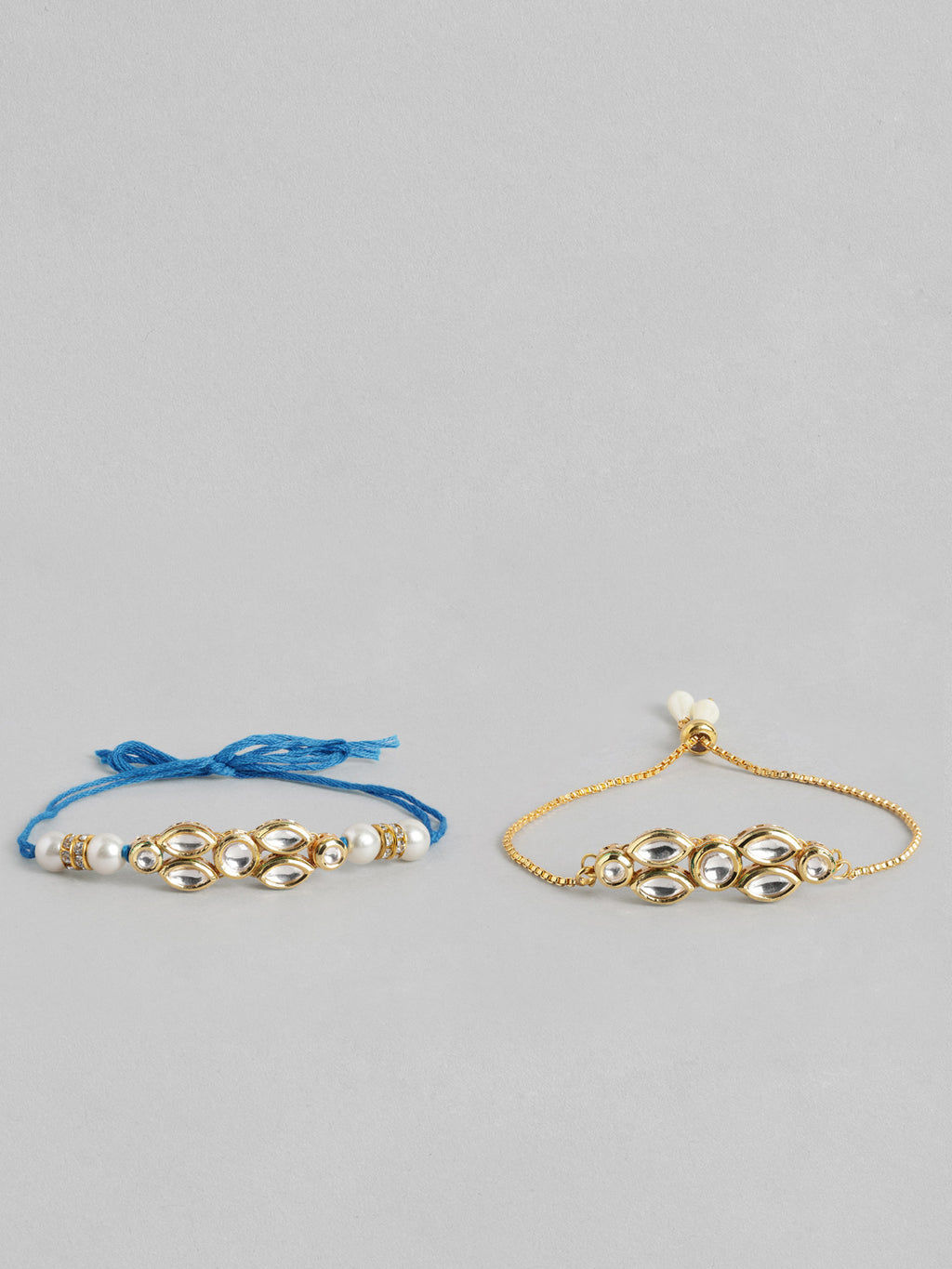 Multi Colour Brass Kundan Rakhi set of 2