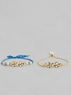 Multi Colour Brass Kundan Rakhi set of 2