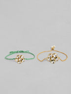 Multi Colour Brass Kundan Rakhi set of 2