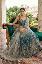Semi-Stitched Embroidered Sequins Silk Blend Lehenga