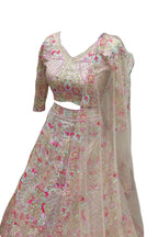 Champagne flared butterfly net embroidered lehenga set for wedding and party wear