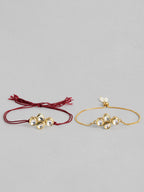 Multi Colour Brass Kundan Rakhi set of 2