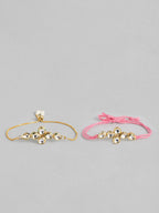 Multi Colour Brass Kundan Rakhi set of 2